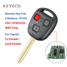 Keyecu Remote Car Key Fob 3 Buttons 4D67 Chip TOY43 Blade for Toyota FJ Cruiser, Land Cruiser - FCC ID: HYQ1512V 2024 - buy cheap