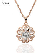 Irina 585 розовое золото-Цвет Белый AAA кубический цирконий полые цветок женские ожерелья серьги-подвески, ювелирные изделия подарок 2024 - купить недорого