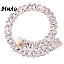 JINAO 20mm Full Iced Out Heavy Cuban Chains Necklace Prong Setting Necklace Mens Hip Hop Bling CZ Rapper Necklace Jewelry 2024 - buy cheap