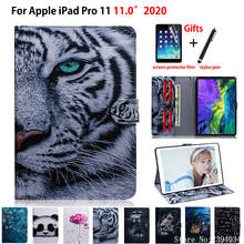 Чехол с животным узором для iPad Pro 11 2020, Чехол для iPad Pro 11 "2020, чехол для планшета из силикона и искусственной кожи + подарок 2024 - купить недорого
