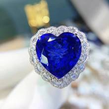 H215 Tanzanite Ring Fine Jewelry Pure 18K Gold Natural Tanzanite Gemstones 10.8ct Diamonds Female Anniversary Gift Fine Rings 2024 - buy cheap