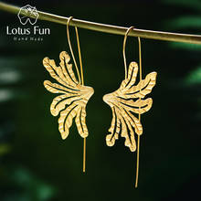 Lotus Fun-pendientes de gota para mujer, Plata de Ley 925 auténtica, joyería fina Natural creativa hecha a mano, hierba especial, aretes 2024 - compra barato