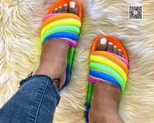 Slippers Women Sexy Slides Color diamond Summer Slippers Thick Soles Flat Platform Female rainbow Crystal Beach Shoes Flip Flops 2024 - buy cheap