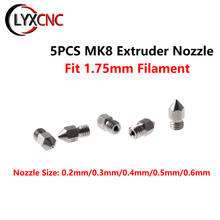 5PCS MK8 Extruder Nozzle 0.2mm 0.3mm 0.4mm 0.5mm 0.6mm M6 Threaded For 1.75mm Filament 3D Printer Extruder Print Head 2024 - buy cheap
