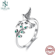 INALIS Authentic 925 Sterling Silver Bird & Spring Tree Leaves Open Adjustable Rings For Women Engagement Fine Jewelry Hot Sale 2024 - buy cheap