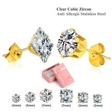 LUXUKISSKIDS New Style Stainless Steel Stud Earrings Set Six-piec CZ Jewelry Gold For Women Gift 6 Pairs/Box Jewelry Earrings 2024 - buy cheap
