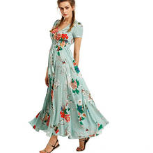 Bohemian Retro Ethnic Style Dress Pattern V-neck Loose Dress 2020 Summer New Women's Dress 2024 - buy cheap