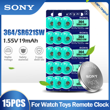 Sony-Batería de óxido de plata 364 SR621SW AG1 LR621 621 164 531 SR60 LR60 1,55 V, 15 piezas, para reloj, calculadora, medidor, pila de botón 2024 - compra barato