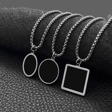 Collar geométrico de acero inoxidable para hombre y mujer, Gargantilla ovalada, círculo cuadrado negro, joyería de compromiso 2024 - compra barato