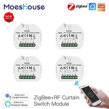 Moeshouse-cortinas com controle remoto zigbee tuya, cortinas inteligentes com motor, controle remoto, funciona com google home 2024 - compre barato