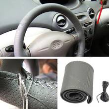 Braid On Steering Wheel Car Steering Wheel Cover With Needles and  Cool Gray PU Leather Steering Cover 2024 - buy cheap