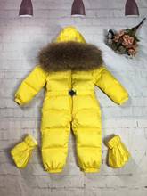 Abrigo de plumón de pato para bebé, ropa para exteriores, monos de piel, traje de nieve para niño, pelele para niño de 75-155cm, 2021 2024 - compra barato