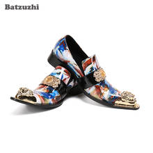 Batzuzhi-Zapatos de vestir de cuero genuino con punta de Metal para Hombre, calzado de moda y boda para fiesta, negocios, 38-46 2024 - compra barato