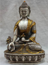 [Artesanía antigua] estatua de Dios médico, Buda tibetano, budismo tibetano, de plata, dorado, Menla, medicina, 8 "(A0314) 2024 - compra barato
