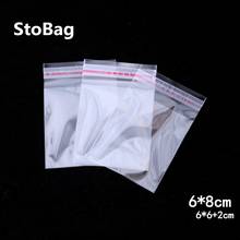 StoBag 1000 Uds 6*6*8cm pequeño claro del bolso del Opp de embalaje de bolsas de plástico autoadhesivas bolsa de almacenamiento de bolsa de regalo de joyería espejo de bolso 2024 - compra barato