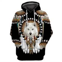 Moletom com capuz estampa 3d native indiano wolf, casaco de capuz de moda harajuku, unissex de outono casual para homens 33 2024 - compre barato