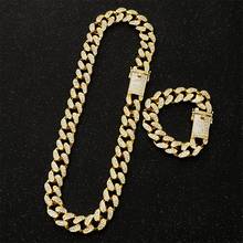 20mm Heavy Strong Iced Out Miami Curb Cuban Link Chain Hip Hop Gold Silver Color Bling Full Rhinestones For Mens Necklace Chains 2024 - buy cheap