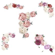14 kinds of peony flower combination wall sticker for living room bedroom PVC Art Nursery Decals Home Decor mural gift 40*60cm 2024 - buy cheap