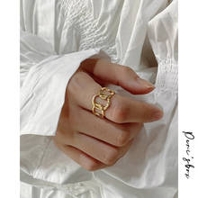 Peri'sBox-Anillos anchos de cadena gruesa para mujer, anillos geométricos dorados huecos, minimalistas de Plata de Ley 925, a la moda 2024 - compra barato