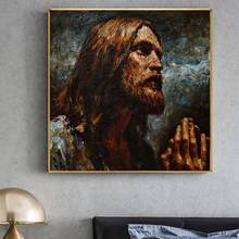 Carteles e impresiones al óleo de Jesús sobre lienzo, arte de pared, imágenes de retrato para sala de estar, decoración del hogar, sin marco 2024 - compra barato