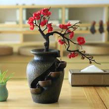 Creative Home Decorations Desktop Waterfall Fountain Wealth Feng Shui Lucky Ornaments Simulation Plant Vase Relax Water Sound 2024 - buy cheap