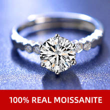 Anel de diamante moissanite aplicada em prata esterlina 925 ct, estilo clássico, joia para festa de casamento, anel de aniversário para mulheres 2024 - compre barato