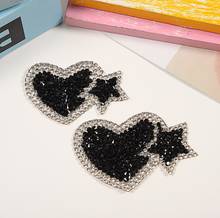 3Pcs Hearts N Stars Rhinestones Iron on Patches for Clothing Hotfix Rhinestone Sticker on Clothes for Kids DIY Applique Patch 2024 - buy cheap