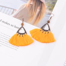 Bohemia Korean Big Tassel Earrings for Women Geometric Statement Yellow Earring Jewelry Gift Orecchini Pendientes Mujer 2024 - buy cheap