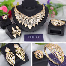 BrideTalk Luxury 4PCS Chokers Necklace Earring Sets Nigerian For Women Cubic Zircon Indian Wedding Bridal Jewelry Set 2020 2024 - buy cheap