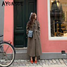 Casaco feminino elegante estilo coreano, casaco de lã dupla face manteau femme yr108 yy2030 primavera outono 2020 2024 - compre barato