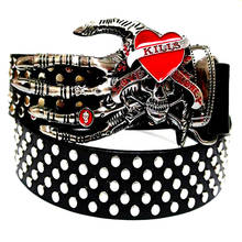 2020 Fashion men Punk belt skull street dance full rivet belts heavy metal rock belt Hip hop nightclub skull belt personality 2024 - buy cheap