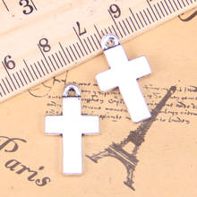 Colgantes antiguos de 22x15mm con forma de cruz, joyería de plata tibetana Vintage, bricolaje para pulsera y collar, 12 Uds. 2024 - compra barato