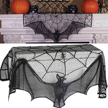 93x57cm Halloween Decoration Black Lace Cobweb Spider Web Bat Fireplace Mantle Scarf Cover Cloth For Home Festival Party Supply 2024 - buy cheap