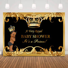 Royal Baby Shower Backdrop Photo Shoot Newborn Princess Birthday Party Background Decoration Little King Golden Crown Photocall 2024 - buy cheap