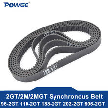 POWGE 2MGT 2M 2GT Synchronous Timing belt Pitch length 96/110/188/202/606 width 6mm/9mm Teeth 48 55 94 101 303 Rubber closed 2024 - купить недорого