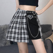 2021 Mall Gothic Plaid Grunge Women A-Line Mini Skirts Punk High Waist Alternative Clothing Skirt Chain Fashion Streewear 2024 - buy cheap
