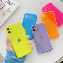 Флуоресцентный цветной противоударный чехол для телефона iPhone 11 Pro Max XR X XS Max 7 8 Plus 6 6S SE 2020, мягкий прозрачный чехол из ТПУ для телефона 2024 - купить недорого