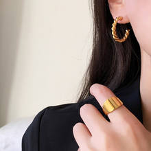 YUN RUO, винтажное преувеличенное Золотое кольцо, клубный стиль, позолота, женский подарок, мода 316L, титановая сталь, нержавеющая бижутерия, никогда не выцветает 2024 - купить недорого
