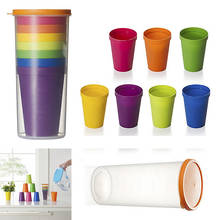 Красочный набор в цветах радуги чашки удобные для пикника Путешествия Портативные пластиковые чашки барбекю Кемпинг Туризм Посуда для напитков чайный набор 7 шт 2024 - купить недорого