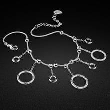 Pulsera de barra de Plata de Ley 925 para mujer y niña, brazalete con borla de cadena, regalo de joyería, nuevo diseño 2024 - compra barato