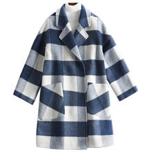 Casaco de lã feminino, jaqueta de tamanho grande com gola alta, outono e inverno, moda urbana de lã para lazer, a1093, 2019 2024 - compre barato