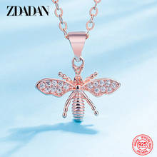 ZDADAN 925 Sterling Silver Bee Crystal Necklace Chain For Women Fashion Jewelry Party Gift 2024 - buy cheap