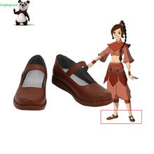 Avatar: The Last airdoblador Ty Lee, zapatos marrones, botas largas de Cosplay, cuero hecho a medida para Halloween 2024 - compra barato