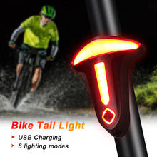 Водонепроницаемый Смарт тормозной Сенсор велосипед хвост светильник велосипед предупреждающий задний фонарь зарядка через USB Дисплей Велоспорт светильник 2024 - купить недорого
