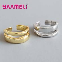 New Charming Irregular Double Layer Wave Opening Rings Adjustable For Women 925 Sterling Silver Finger Jewelry Accessories 2024 - buy cheap