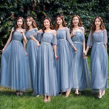 Cheap Long Prom Dress New blue Bridesmaid eveningDress Long Covertible Pleated Floor length Gowns for Women Bride Wedding Party 2024 - buy cheap