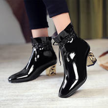 Fashion Ankle Boots For Women New 2020 Pointed Toe Block Heels Women's Ankle Boots Short Black White Shoes Ladies Large Size 45 2024 - buy cheap
