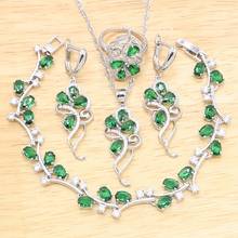 Green Emerald 925 Silver Wedding Jewelry Sets For Women Bracelet Earrings Necklace Pendant Ring Bridal Birthday Gift 2024 - buy cheap