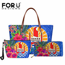 Tahiti with Flower French Polynesia Printing Shoulder Bag for Women Luxury 3Pcs/Set Tote Handbag&Purse Ladies Beach Bag Bolsa 2024 - buy cheap