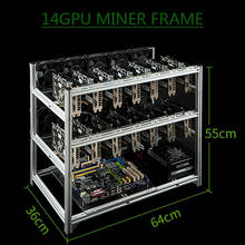 Bitcon Miner con marco de GPU 14, plataforma de minería de aluminio, caja de aire abierto apilable para Ethereum Mining Rig ETH BTC XMR, estante de servidor de chasis 2024 - compra barato